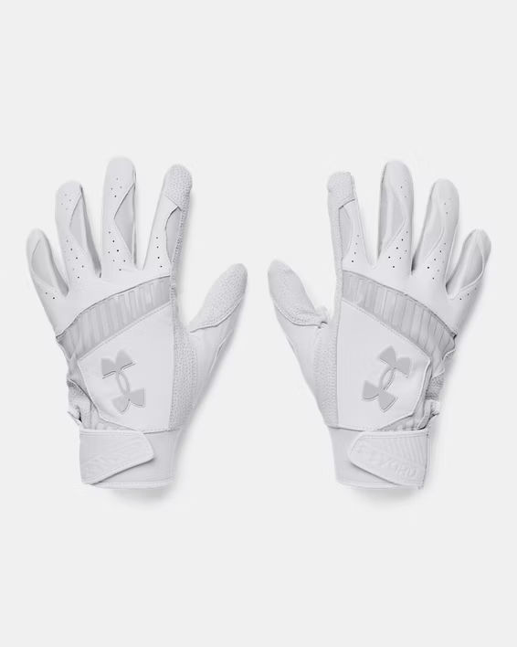 Gants de frappeur UA Yard 9 pour hommes Blanc/Gris halo